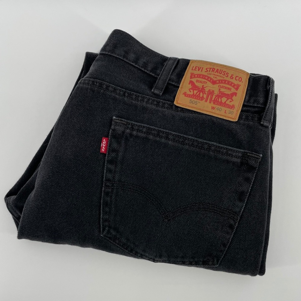 Levis 505 Regular Fit Men's Black Denim Jeans W40 L30 Straight Leg